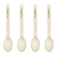 Dress My Cupcake Natural Wood Candy 100-Pack Buffet Cutlery Spoons DIY Kit, Thank You, 6.5-Inch, Leaf Green