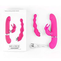 lipiny 2 in 1 G-Spōt Rabbit Àmàl Dilo Vǐbrǎtor Adūlts six Toys with 7 Ṿiḃṙaṫiṇg Modes for Women Silicone Waterproof Rechargeable