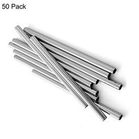 Brightbuy Stainless Steel Boba Straws set of 50, Reusable Big Fat Smoothies Straws Wide Straw 8.5" x 0.5" for Bubble Tea, Juice, Thick Milkshakes (silver)