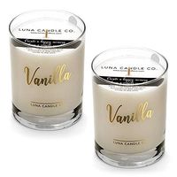 LUNA CANDLE CO. Natural Soy Vanilla Jar Candle, Elegant 11oz. Glass, Slow Burn Up to 110 Hours of Burn Time, Low Smoke, Fresh and Sweet Aromatherapy, Spa (2 Pack)