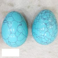 Natural Crystal Egg Yoni Eggs Rose Quartz Obsidian Lapis Lazuli Cat's Eye Moonstone Meditation Eggs Massage Tool Pelvic Kegel Exercise Vaginal Tightening Ball for Health Care Tool (Blue Turquoise)
