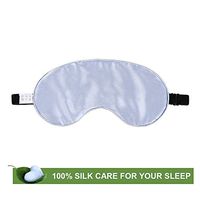 LilySilk raw Silk Sleep Mask with Adustable Straps 100% Mulberry, Both Side Silk, Super Soft and Smooth Silk Eye Mask, Light Blue