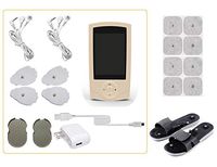 TENS Unit 16 Modes Pain Relief Portable Electro Massage Therapy Device Pulse Impulse Massager Beige Shoes Extra Pads