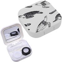Portable Contact Lens Case Box Travel Kit Mirror + Bottle + Tweezers Container Holder [ Ocean Turtle Black ]