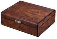 Visol Widar Burlwood Cigar Humidor with Free Laser Engraved Metal Plate (Roman Monogram)