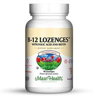 Vitamin B-12 Lozenges - with Folic Acid and Biotin - Methlycobalamin Form of B12 - Strawberry Flavor - 90 Chewies - Maxi Health - Kosher