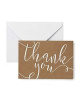 Gartner Studios White Script on Kraft Thank You Cards, 40 Count