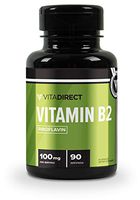 VitaDirect Premium Vitamin B2 100mg, 90 Capsules - High Quality Vitamin B2 (Riboflavin) Supplement