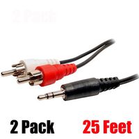 iMBAPrice (Pack of 2) 25 Feet 3.5mm Stereo Male to Two RCA Male Splitter Cable