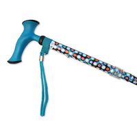 Charming Canes Adjustable Folding Walking Cane with Comfortable Grip, Wrist Strap, and Carrying Case Travel Friendly (Teal Dots)