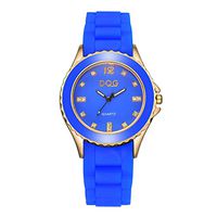 Fxbar Soft Silicone Rubber Strap Women Bracelet Watches Quartz Crystal Analog Wrist Watch Dress Watch(Blue)