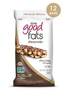 Love Good Fats - Chewy-Nutty Chocolatey Almond Keto Bars - Vegan Protein Bars with Natural Ingredients - Gluten-Free, Low Carb Ketogenic Bar with 9g of Protein and Coconut Oil - 12 Count (39g Bars)