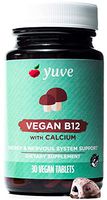Yuve Vegan B12 with Calcium for Maximum Absorbption - Active Energy & Central Nervous System Support - 1000mcg Cobalamin Vitamin B 12 - Natural, Non-GMO, Gluten-Free, Sugar-Free - 30 Tabs