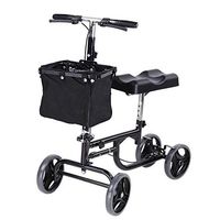 Foldable Medical Steerable Knee Walker Scooter Padded Contoured Knee Platform with Basket Thumb-Release Lever