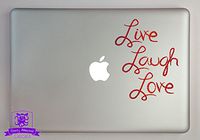 Overly Attached Decals Live Laugh Love Typography 11" Laptop Specialty Vinyl Decal - Red-Metal-Flake