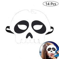 14 Pcs White Mask, Halloween Mask Skeleton Head Felt Cosplay Mask Masquerade Mask for Costume Party Acccessory