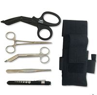 Madison Supply - EMT and First Responder Medical Tool Kit: Adjustable Nylon Belt Pouch, Premium First Aid Gear: EMT Shears, 5.75" Bandage Scissors, 5.75" Forceps, 6" Hemostat, and Pupil Light