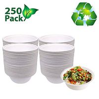OURhome Disposable Large Rice Bowls (250 Count) Made from Sugarcane Bagasse, Eco-Friendly,Biodegradable and Compostable Bowls for Picnics, Bbqs,and Parties