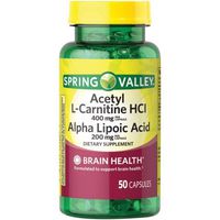 Spring Valley Acetyl L-Carnitine HCl Alpha Lipoic Acid Dietary Supplement Capsules, 50 count