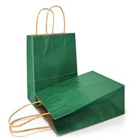 AZOWA Gift Bags Green Kraft Paper Bags with Handles Set of 25(5.9 x 3.1 x 8.2 in)
