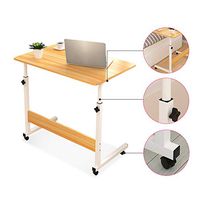 CBHLZ Adjustable Laptop Stand Portable Standing Desk with Lockable Wheels Side Table for Bed Sofa Hospital Reading Eating Cart Tray, Yellow