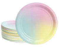 Disposable Plates - 80-Count Paper Plates, Ombre Party Supplies for Appetizer, Lunch, Dinner, and Dessert, Birthdays, Bridal Showers, 9 Inches in Diameter