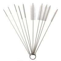 BESTOMZ 10pcs Nylon Tube Brushes Pipe Cleaning Brush for Drinking Straws Glasses Keyboards Jewelry Cleaning (White)