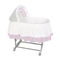aBaby Color Block Bassinet Skirt, Grey/Pink/White, Large