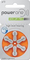 Powerone Size 13 Hg 0% (Mercury Free) Zinc Air Hearing Aid Batteries