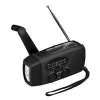 Ocamo Multi-function Portable Mini Radio Emergency Hand Crank Self Powered AM/FM Solar Weather Radio with LED Flashlight Black