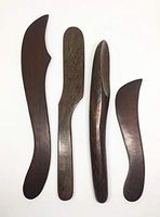 Pack 4 Horn, Knife, Curve Knife, Dagger-Shape Gua Sha Scraping Massage Tool Body for Face Guasha Wooden Massagers Neck and Back Thai Set