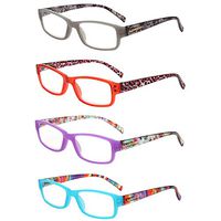 LianSan Readers 4 Pack Spring Hinged Rectangular Reading Glasses Comfort Prescription Eyeglasses L3710(+3.25)