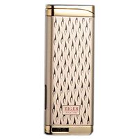 Refillable Blue Flame Adjustable Ultra-Thin Butane Viewable Windproof Cigar Cigarette Lighter Gold