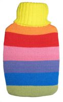 Warm Tradition Rainbow Stripes Knit Covered Hot Water Bottle - Bottle Made in Germany