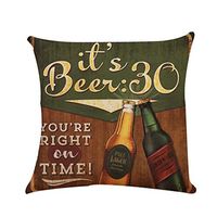 Beer Letter Flax European Style Mixed Cushion Cover,Rosiest Beer Pattern Throw Pillow Case Cushion Cover Sofa Home Decor 18"x18" (A)