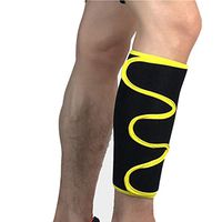 Mcolics Calf Shin Support Brace, Adjustable Compression Leg Sleeve Wrap Band for Running Cycling Sports - Great Shin Support Improves Blood Circulation & Reduces Leg Swelling Injury, 1 Sleeve (Yellow)