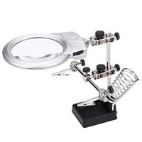 PEACE BIRD Multi-Functional Magnifier 2X 6X Magnification with 2 LED Light Alligator Clip Holder Clamp Soldering Repair Tool