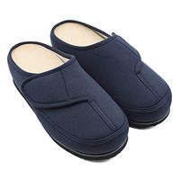 SHOES CLUB Women's Extra Wide Orthotic Support Slippers Roomy Anti-Skid House Shoes for Elderly Edema Diabetic Swollen Feet Navy Blue