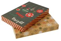 2 Pack Christmas House™ Printed Kraft Paper Gift Boxes with Foil Designs (Merry and Bright + Foil Snowflake)