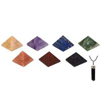 Bliss Creation Orgonem Chakra Pyramid Healing Crystal- Chakra for EMF Protection | with Raw Black Tourmaline Crystal Healing Pendant Necklace (7 Chakra Pyramid Set)