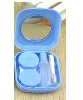 Sheery E 2 PCS Mini Travel Contact Lens Case Kit Holder Mirror Box (Blue)