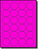 480 Label Outfitters 1 5/8" Neon Fluorescent Pink Laser Printable Circular Labels - 20 Sheets