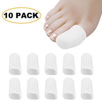 ERGOfoot 10 Piece Gel Toe Caps Protector-Breathable Cushions Prevents Callus Relieve Pain from Corns, Blisters, Hammer Toes Bunion Pain Relief [White]