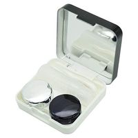WILNARA Contact Lens Case Portable Mini Travel Kit with Tweezers Container Holder and Mirror (Black)