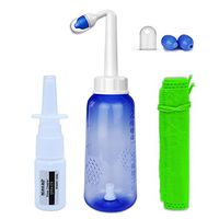 Sinus Rinse kit 300ml Nasal Rinse Kit+ Moisturizing Sprays - AQUAMASTER 10oz Neti Pot Nose Cleaner for Nasal Wash Bottle, Nose Washer with Storage Bag for Adult Child Sinus Rinse