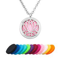 JewelryJo Flower Lotus Water Lily Aromatherapy Essential Oil Diffuser Necklace Perfume Locket Pendant with Refill Pads