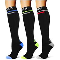 Laite Hebe Compression Socks,(3 Pairs) Compression Sock Women & Men - Best Running, Athletic Sports, Crossfit, Flight Travel (29-blue/Green/Grey, Large - X-Large)