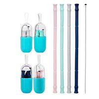 Collapsible Silicone Reusable Straws, 4 Pack Reusable Silicone Straws with Case and 4 Cleaning Brushes, BPA Free,FDA Approved,Portable for Travel,Office,Outdoor (8 Inch)