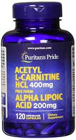 Puritans Pride Acetyl L-carnitine 400 Mg with Alpha Lipoic Acid, 200 Mg, 120 Count