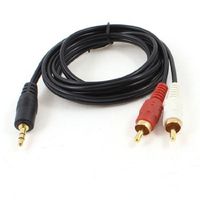Water & Wood 3.5mm Stereo Jack Male to Dual RCA Phono Plug Audio Cable Lead Black 1.25M